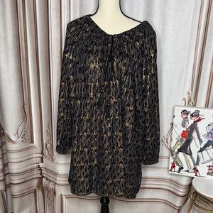 Mes Demoiselles Black and Gold Textured Blouse